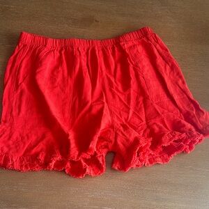 Umgee Red Ruffle Hem Shorts
